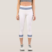 ボー航海のトいかりネイビーブルーホワイトストライプ カプリレギンス (正面)