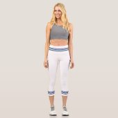 ボー航海のトいかりネイビーブルーホワイトストライプ カプリレギンス (正面)