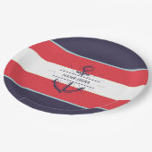 ボー航海のトいかりネイビーブルーレッドホワイト ペーパープレート (アングル)