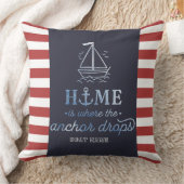 ボー航海のトいかりネイビーブルー，赤ストライプ色 クッション (ブランケット)