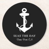 ボー航海のトいかりブラック ラウンドペーパーコースター (正面)