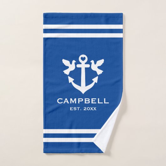 ボー航海のトいかり青白名前をカスタムする バスタオルセット (ハンドタオル)