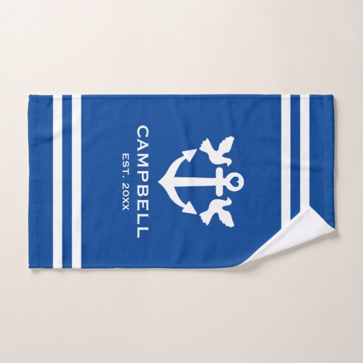 ボー航海のトいかり青白名前をカスタムする バスタオルセット (ハンドタオル)