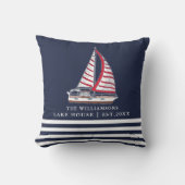 ボー航海のトカスタムネイビーブルーレイクハウス クッション (正面)