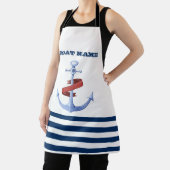 ボー航海のト名、ブルーいかりネイビーブルーストライプの エプロン (インサイチュ)