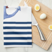 ボー航海のト名、ブルーいかりネイビーブルーストライプの キッチンタオル (四つ折り)