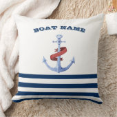 ボー航海のト名、ブルーいかりネイビーブルーストライプの クッション (ブランケット)