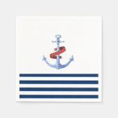 ボー航海のト名、ブルーいかりネイビーブルーストライプの スタンダードカクテルナプキン (正面)