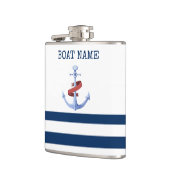 ボー航海のト名、ブルーいかりネイビーブルーストライプの フラスク (左)