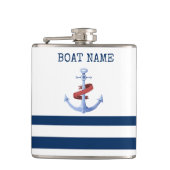 ボー航海のト名、ブルーいかりネイビーブルーストライプの フラスク (正面)