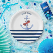 ボー航海のト名、ブルーいかりネイビーブルーストライプの ペーパープレート (パーティー)