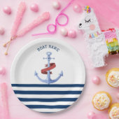 ボー航海のト名、ブルーいかりネイビーブルーストライプの ペーパープレート (パーティー)