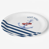 ボー航海のト名、ブルーいかりネイビーブルーストライプの ペーパープレート (アングル)
