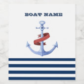 ボー航海のト名、ブルーいかりネイビーブルーストライプの ワインラベル (シングルラベル)