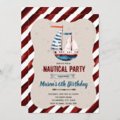 ボー航海のト誕生日招待状 招待状 (正面/裏面)