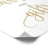 ボー赤面ピンクフローラ金ゴールドカードとギフトのサイン ポスター (角)