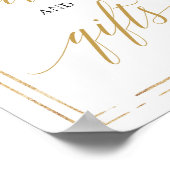 ボー赤面ピンクフローラ金ゴールドカードとギフトのサイン ポスター (角)