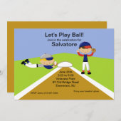 ボー遊ルへ！野球誕生日招待状 招待状 (正面/裏面)