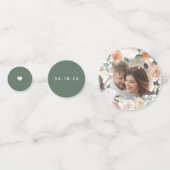 ボー開花モダンフローラパーソナライズされた結婚ズ コンフェッティ (裏面)