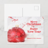 ボー霜の降りたブル・メリー・クリスマス・ハッピー新年 ポストカード (正面/裏面)