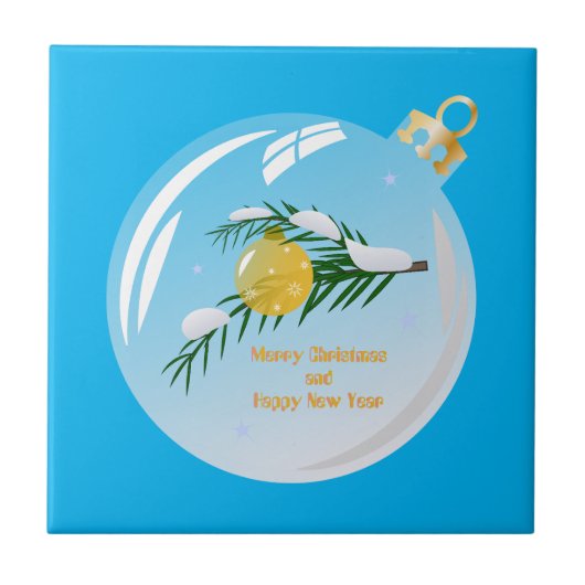 ボー飾ルでクリスマスの枝 タイル (正面)
