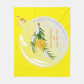 ボー飾ルでクリスマスの枝 フリースブランケット (正面)