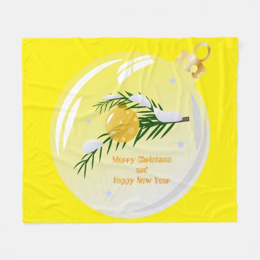 ボー飾ルでクリスマスの枝 フリースブランケット (正面(横))