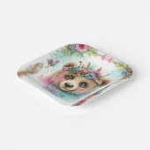 ボー魅力的ウッドランドベア水彩誕生日 ペーパープレート (傾斜あり)