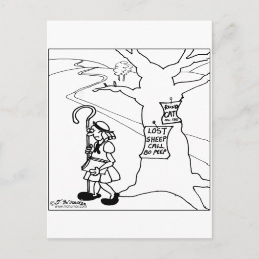 ボーPeep投稿失った羊標識 ポストカード (正面)
