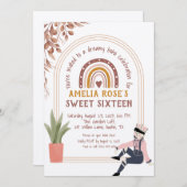 ボーSweet sixteenとレインボー&フローラ素朴 招待状 (正面/裏面)