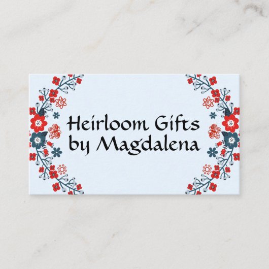 ボ伝統的タニカルフォークアートハンドメイド工芸品 名刺 (正面)