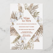 ボ恋しく思ホフローラブライダルシャワーバラ金ゴールドF 箔招待状 (正面)