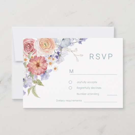 ボ素晴らしタニカルフローラウォーター結婚カラー 出欠カード (正面)