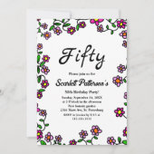 ボ素朴タニカルガーデンバラフローラ50誕生日 招待状 (正面)
