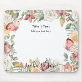 ボ素朴タニカルフローラバラピンクバタフライカスタム マウスパッド (正面)