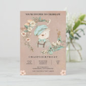 ボ素朴タニカルベビーベア誕生日招待状 招待状 (スタンド正面)