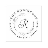 ボ素朴タニカルリースモノグラム差出人住所 セルフインキングスタンプ (デザイン)