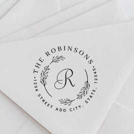 ボ素朴タニカルリースモノグラム差出人住所 セルフインキングスタンプ