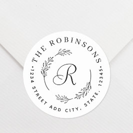 ボ素朴タニカルリースモノグラム差出人住所 ラウンドシール