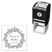 ボ素朴タニカルリース結婚ロゴモノグラム セルフインキングスタンプ (インサイチュ)