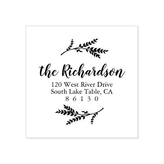 ボ素朴タニカル差出人住所自己インク ラバースタンプ (インプリント)