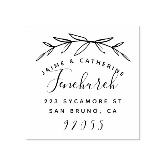 ボ素朴タニカル結婚したカップル差出人住所 ラバースタンプ (インプリント)