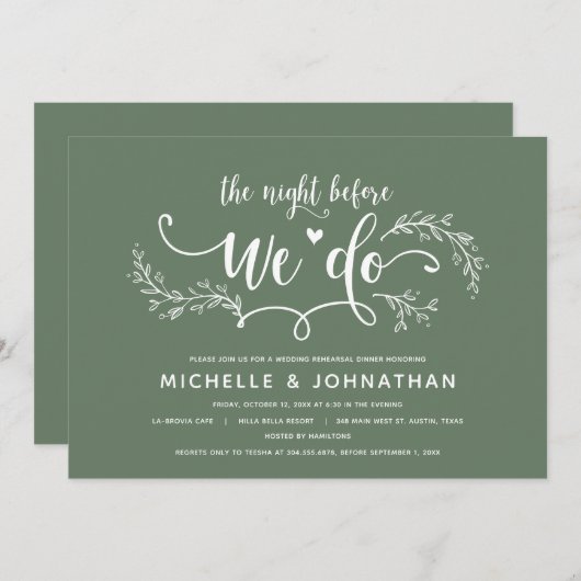 ボ素朴タニッ結婚クのリハーサル 招待状 (正面/裏面)