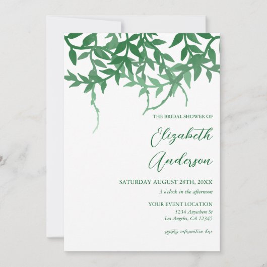 ボ素朴タニ離れックブライダルシャワー 招待状 (正面)