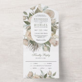 ボ素朴ホアイボリーバラセージグリ葉ン結婚ズ オールインワン招待状 (内側)
