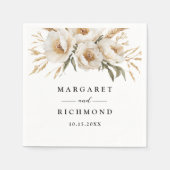 ボ素朴ホアイボリーフローラ結婚ズペーパーナプキン スタンダードカクテルナプキン (正面)