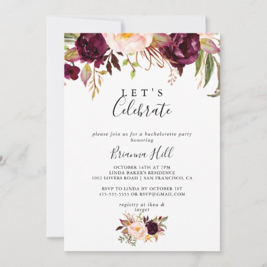 ボ素朴ホカラフルフローラレッツ祝パーティー 招待状 (正面)