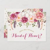 ボ素朴ホフローラドリームキャッチャーメイド・オブ・オーナー(花嫁付き添い人)カード ポストカード (正面/裏面)