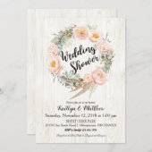ボ素朴ホフローラリースウェディングシャワー 招待状 (正面/裏面)