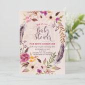 ボ素朴ホフローラリースベビーシャワー招待状 招待状 (スタンド正面)